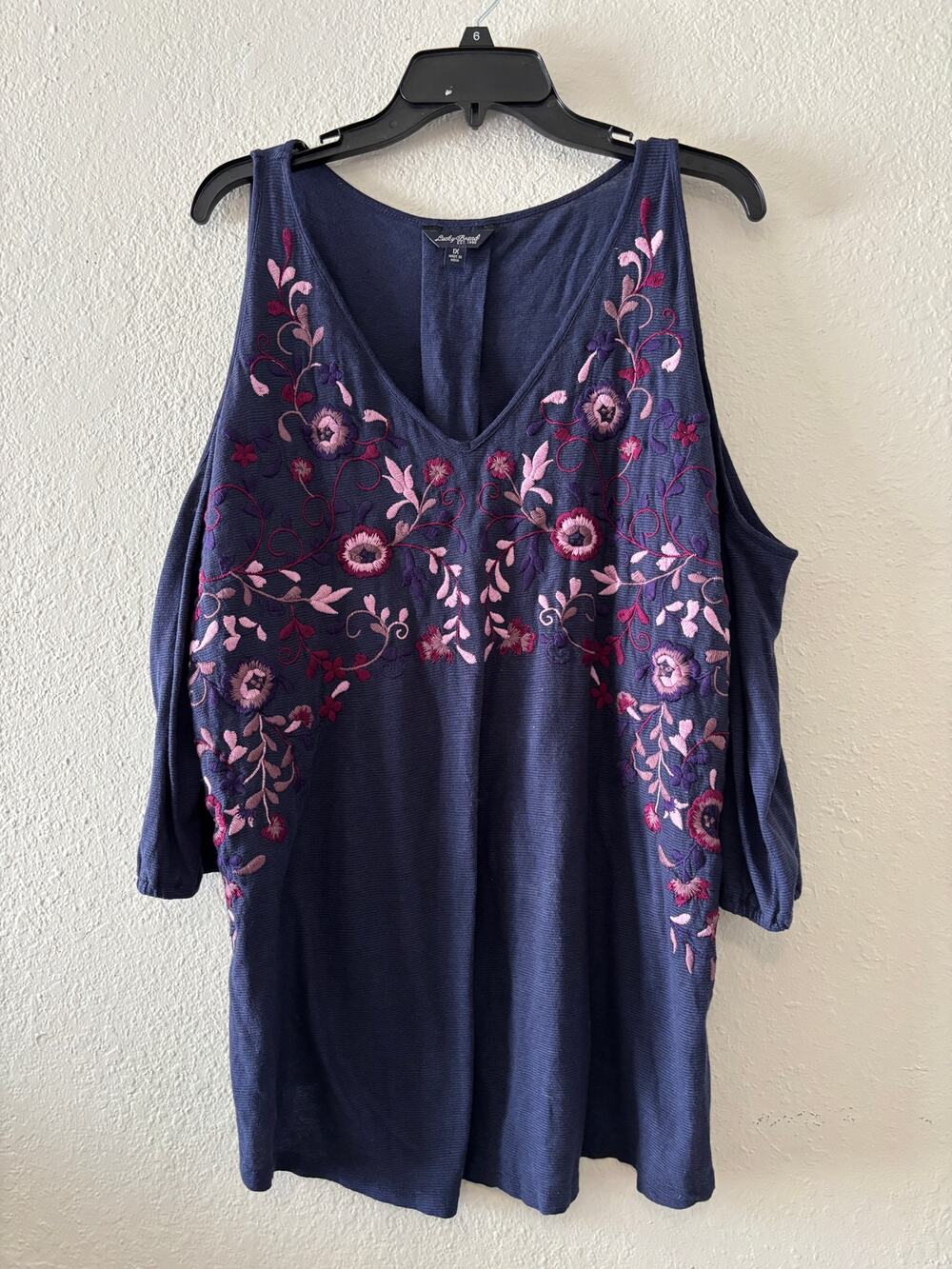 Lucky Brand Embroidered Boho Top Blouse Womens Plus Sise 1X